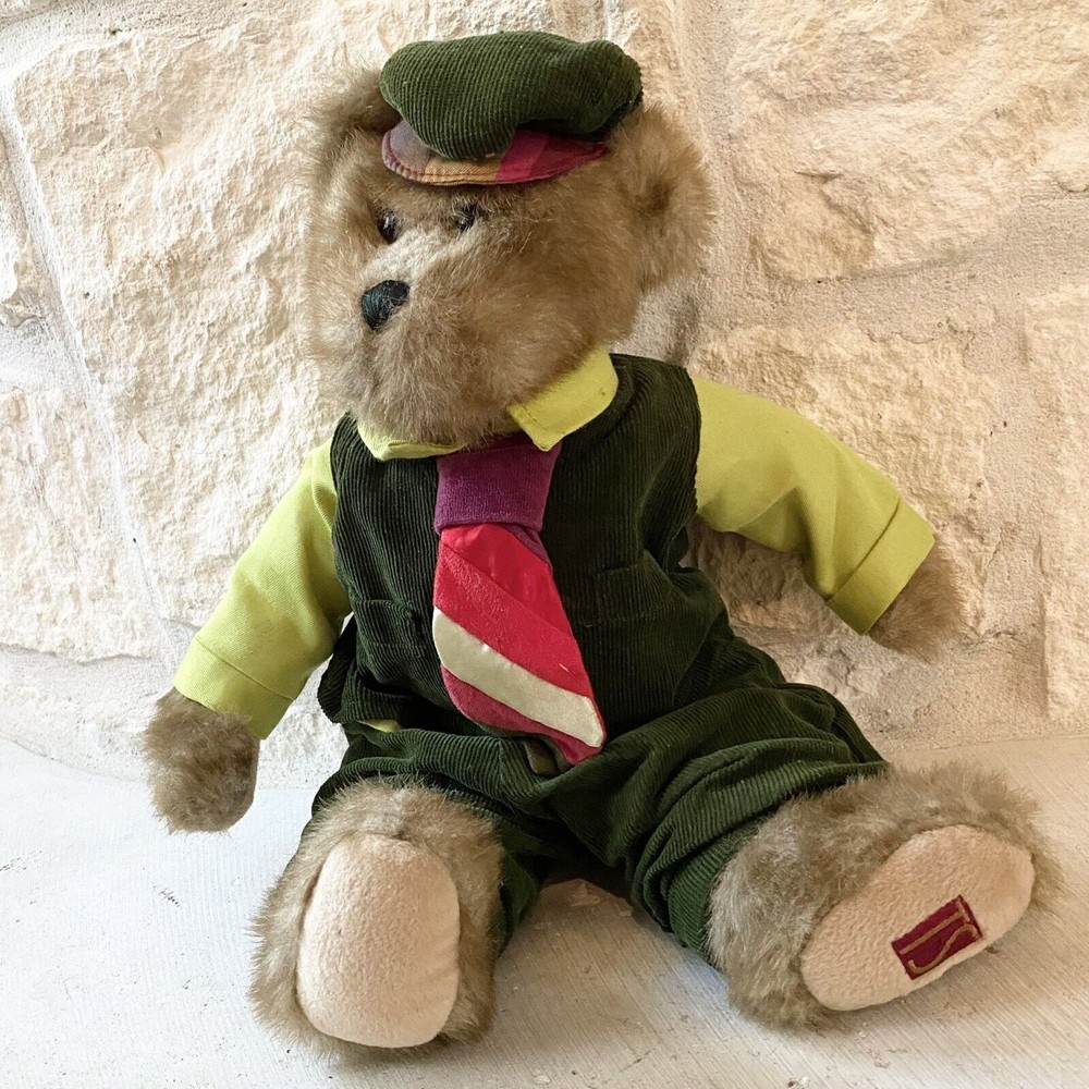 TS Terry Skostad Plush Bear EVERETT Jointed Stuffed Animal 2006 Green‎ Suit 16"